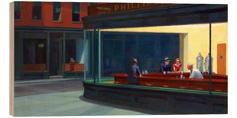 posterlounge Hout print Nighthawks