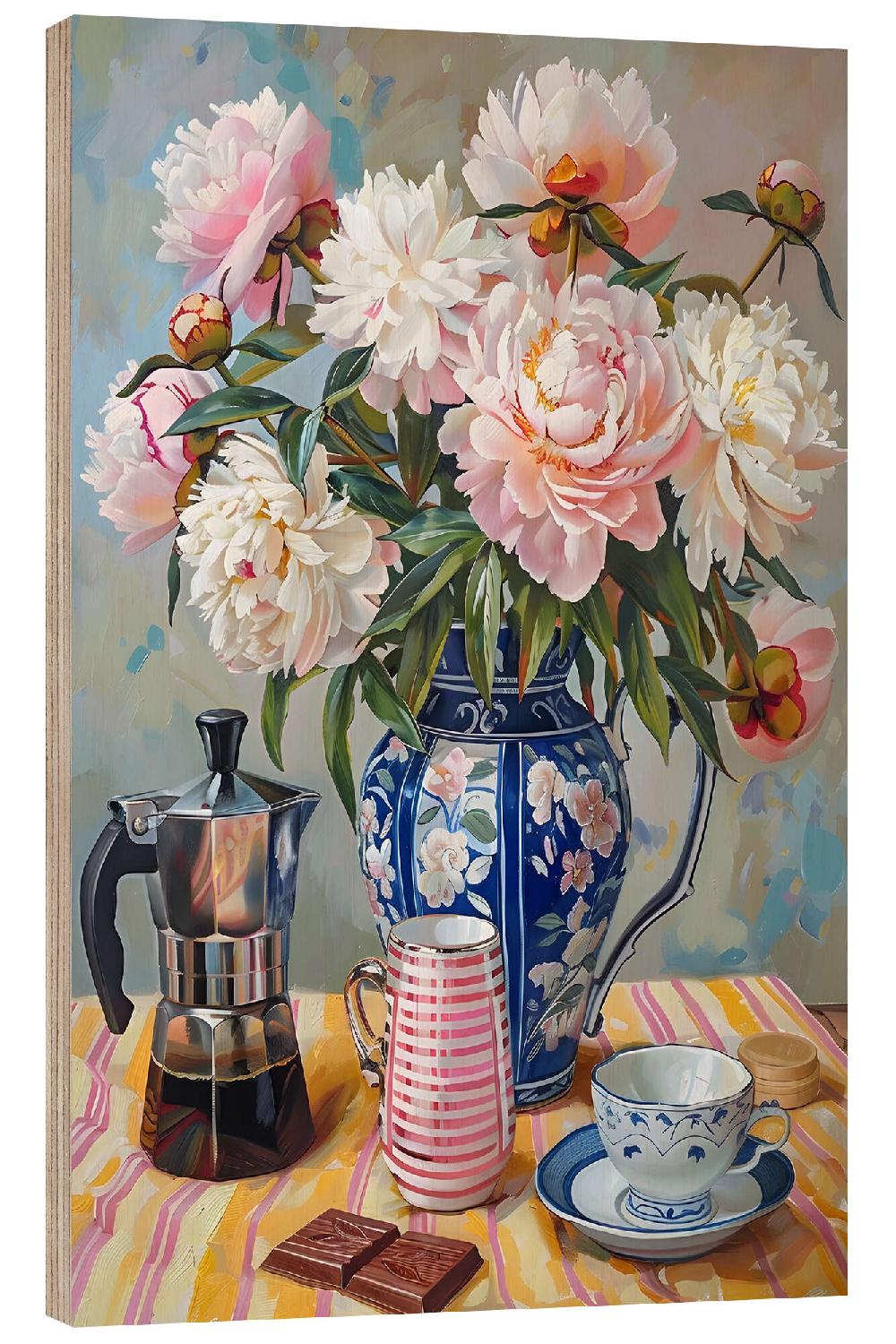 posterlounge Hout print Still Life with Peonies