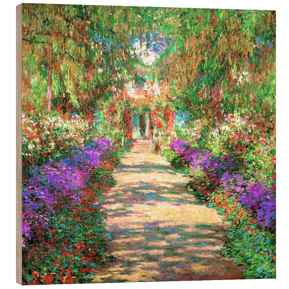 posterlounge Hout print Weg in de tuin van Monet