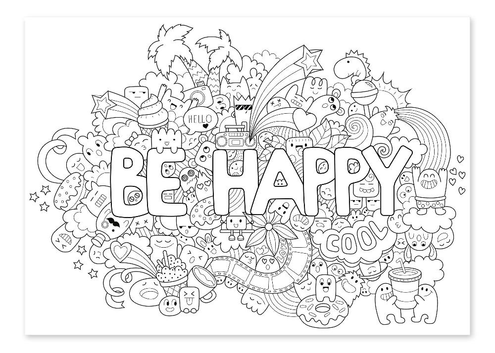 posterlounge Kleurposter Be happy