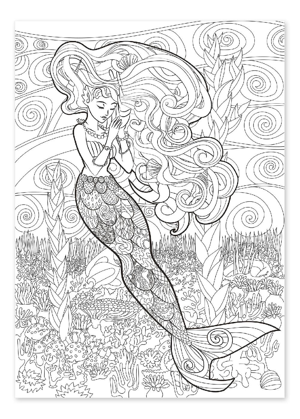 posterlounge Kleurposter De kleine zeemeermin