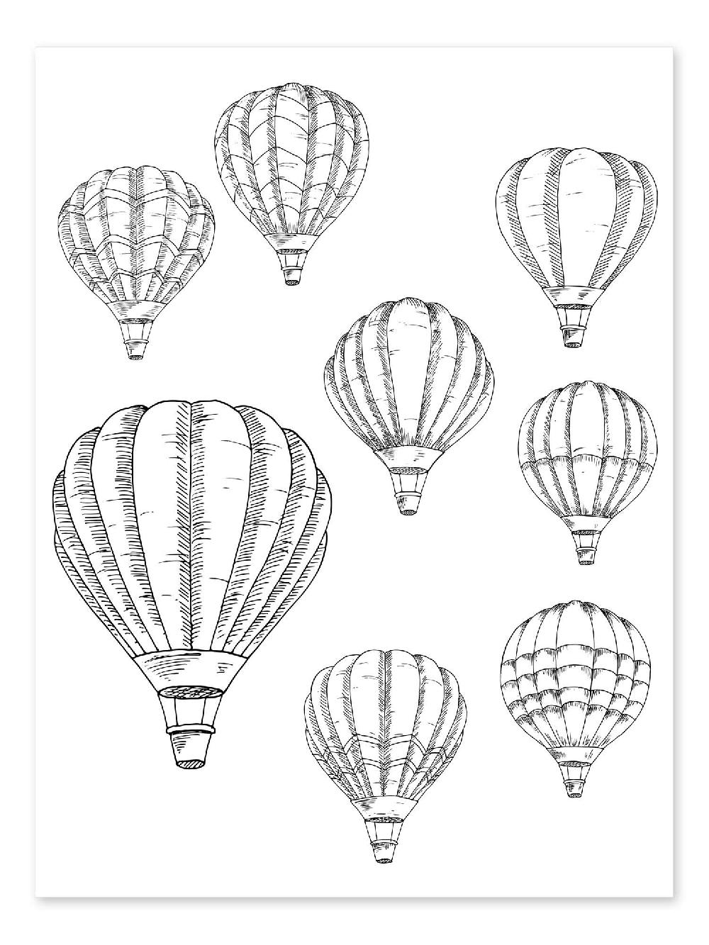 posterlounge Kleurposter Heteluchtballon