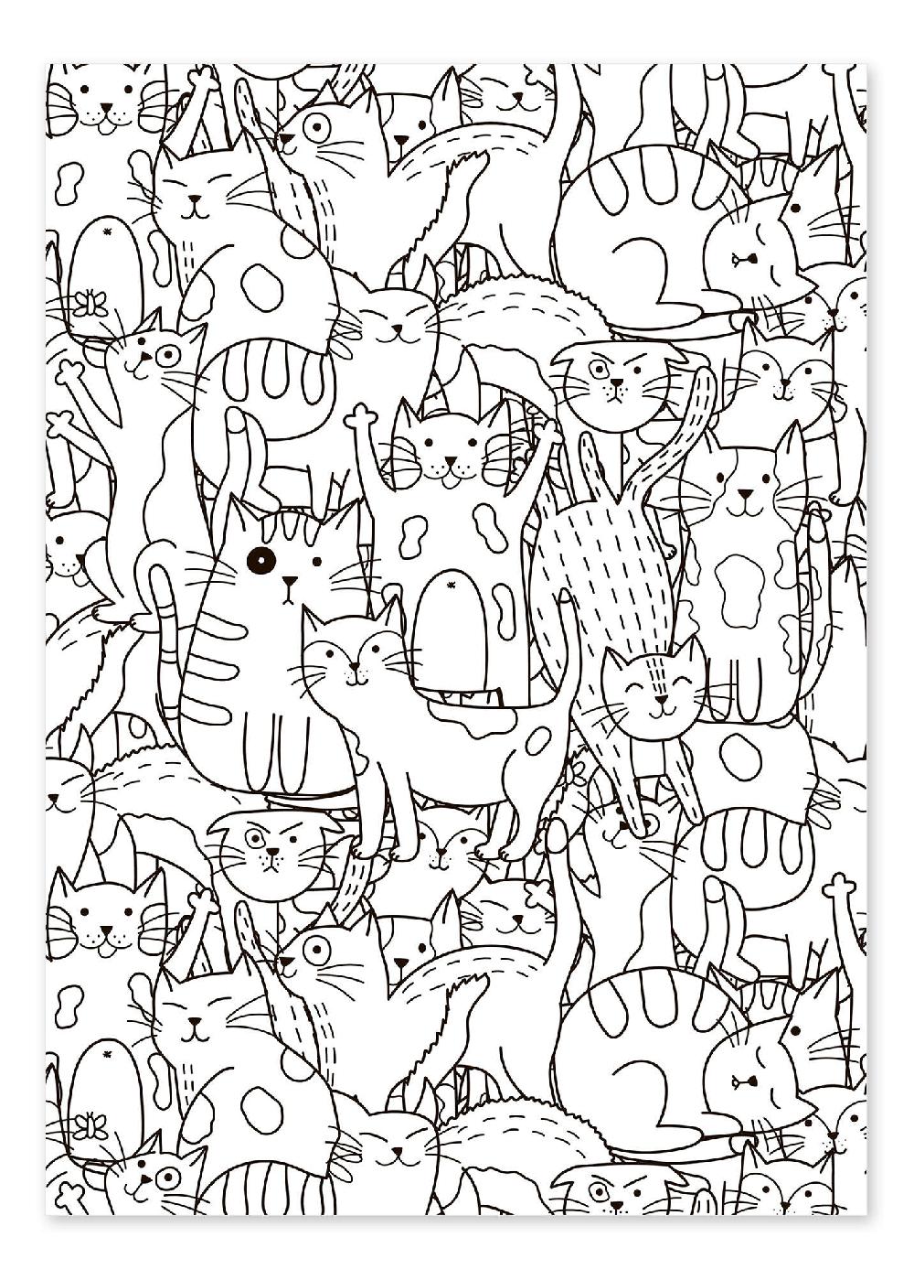 posterlounge Kleurposter Katten bende