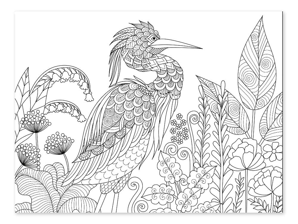 posterlounge Kleurposter Reiger tussen bloemen