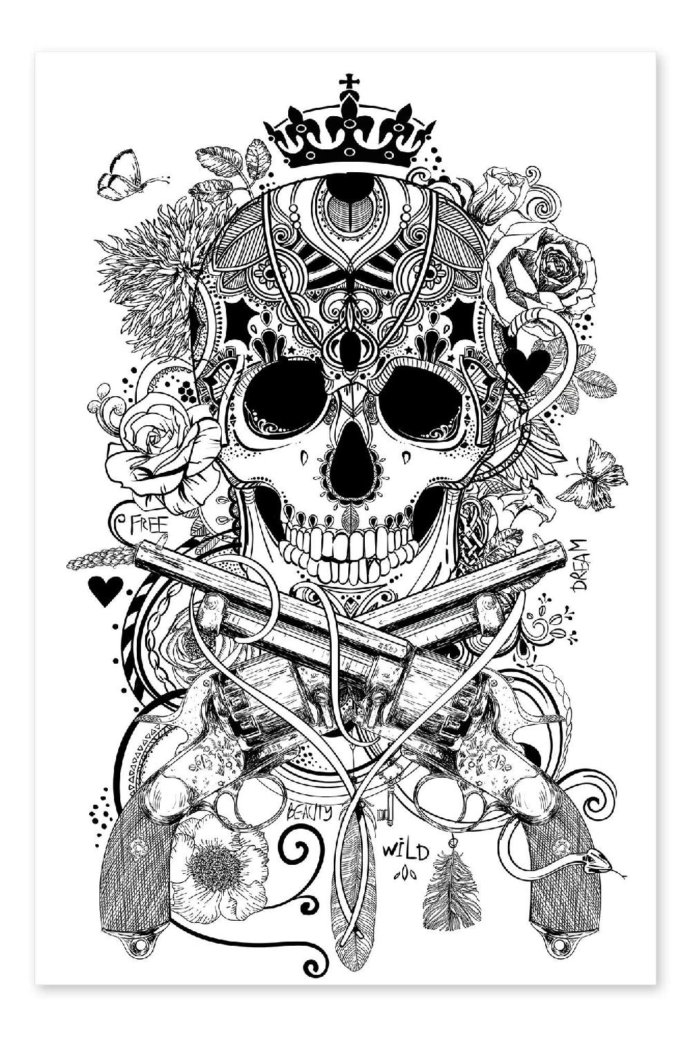 posterlounge Kleurposter Rockabilly ontwerp