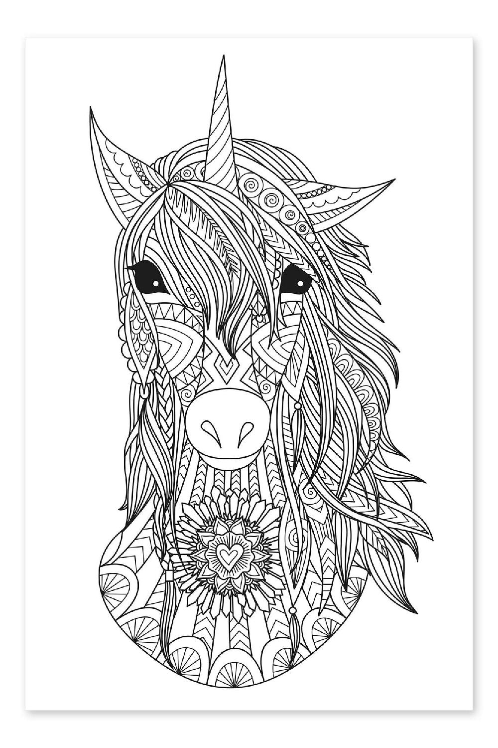 posterlounge Kleurposter Schitterend eenhoorn