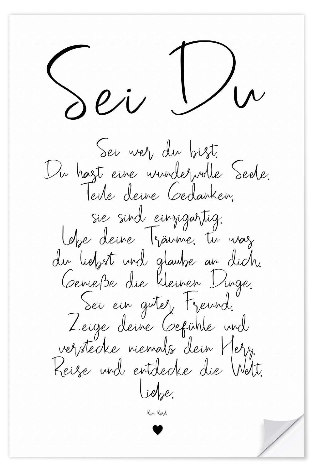 posterlounge Muursticker Be you - a poem