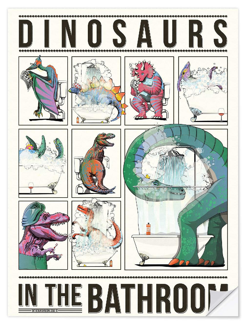 posterlounge Muursticker Dino's in de badkamer