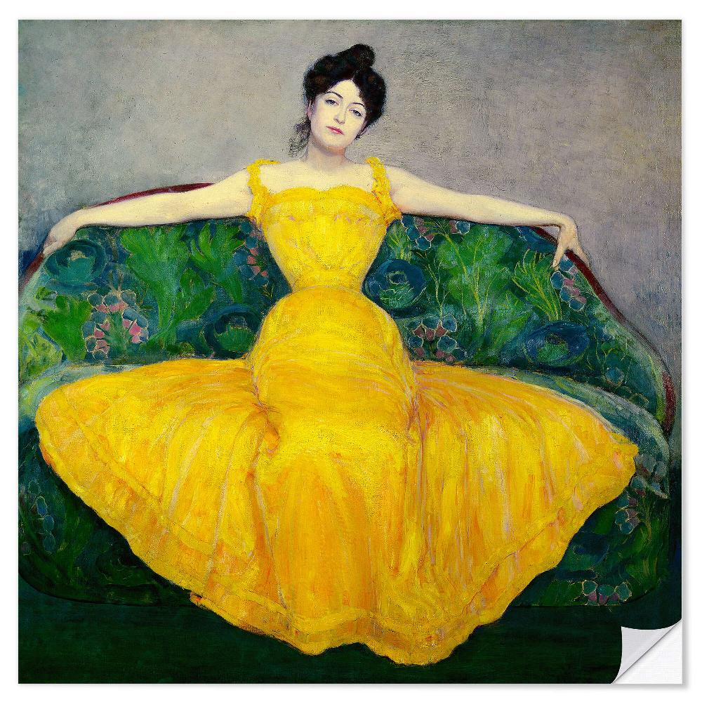 posterlounge Muursticker Lady in yellow dress