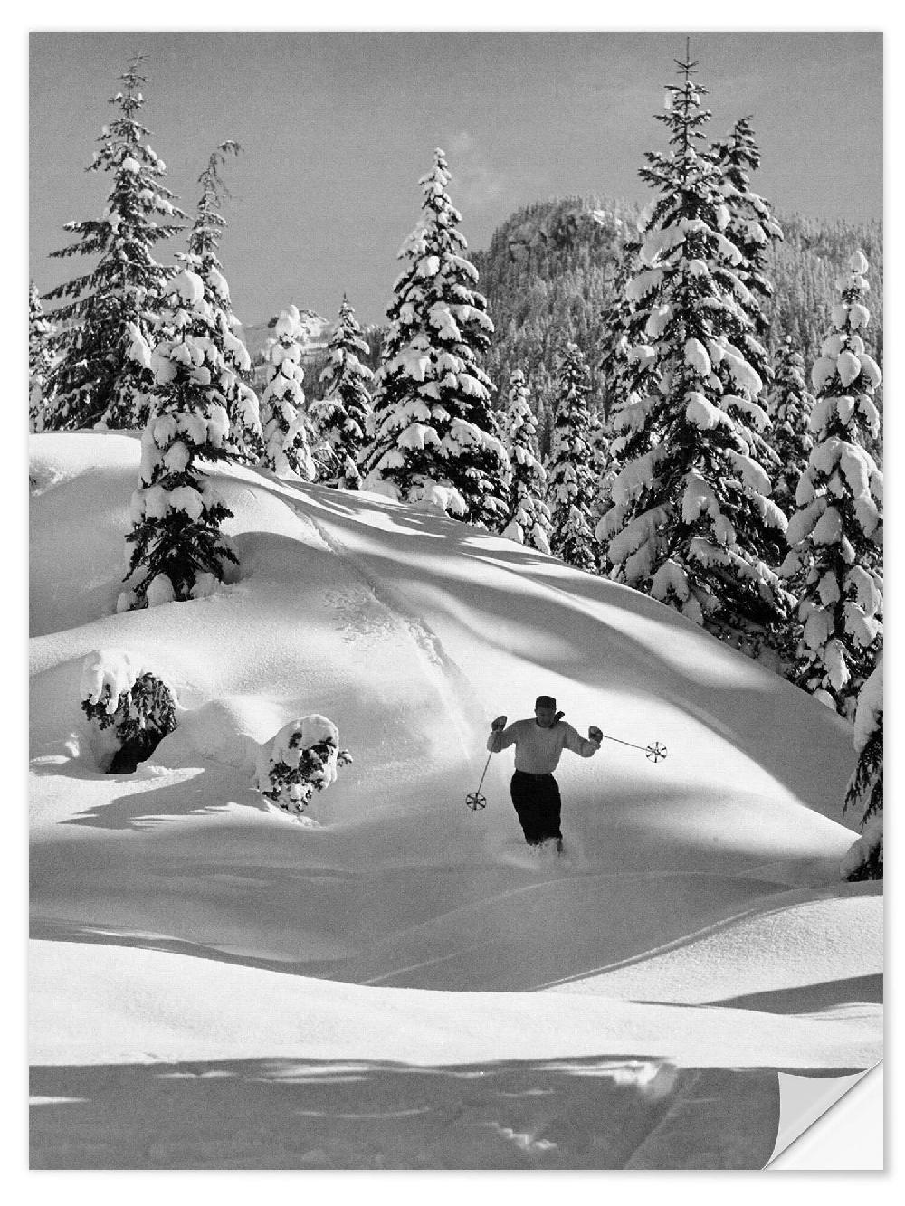 posterlounge Muursticker Skier in The Snow