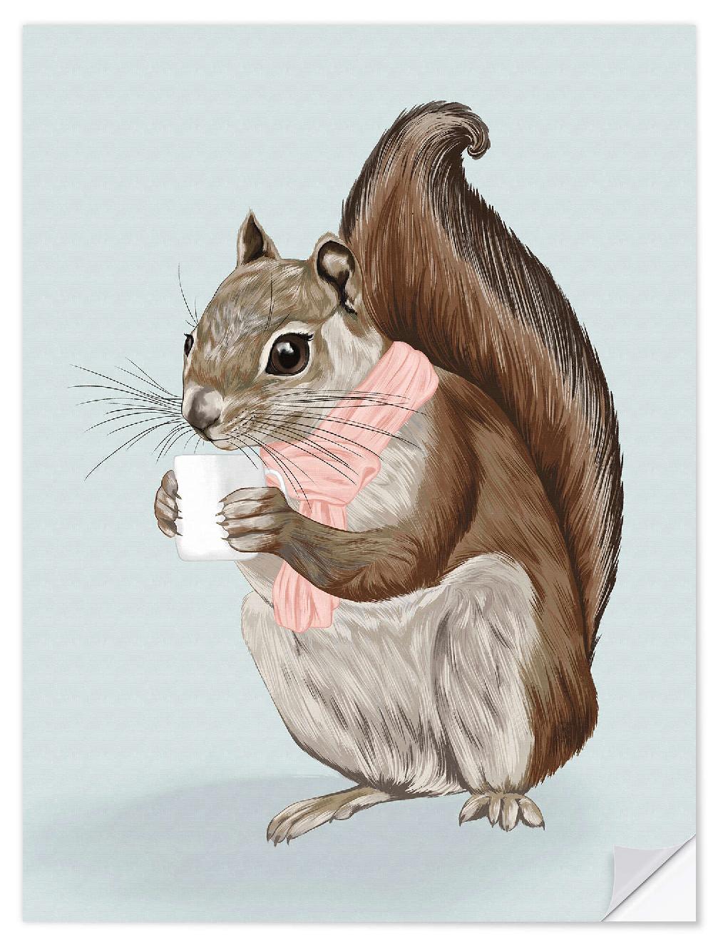 posterlounge Muursticker Teatime with Squirrel