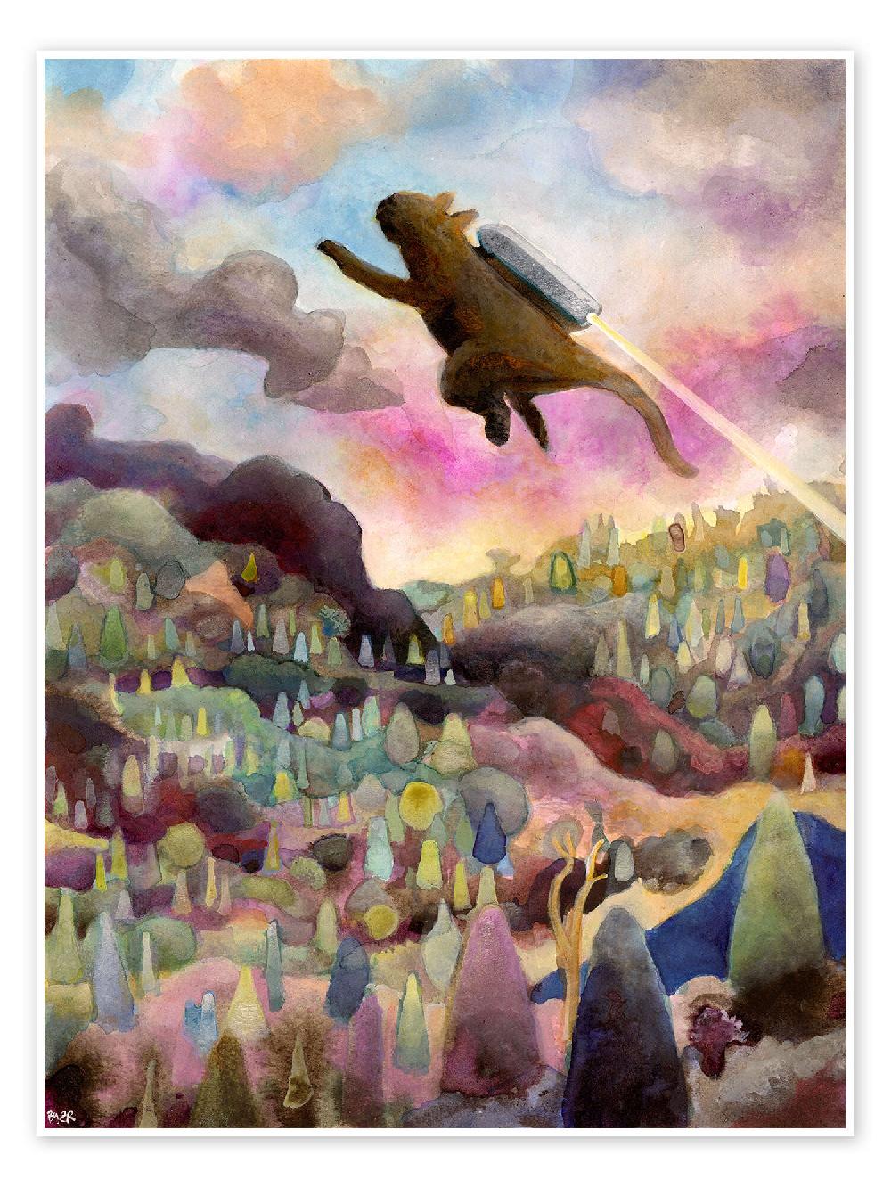 posterlounge Poster Cat With A Jetpack