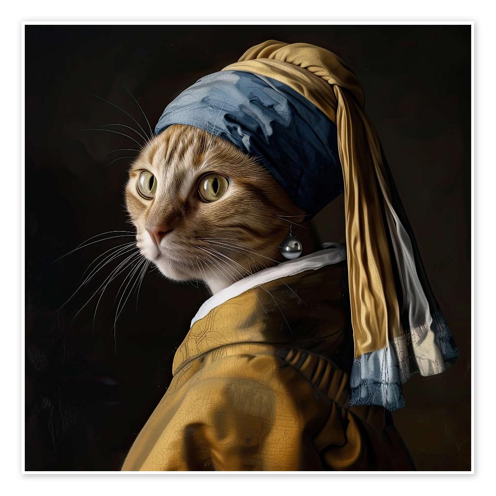 posterlounge Poster Cat with a Pearl Earring