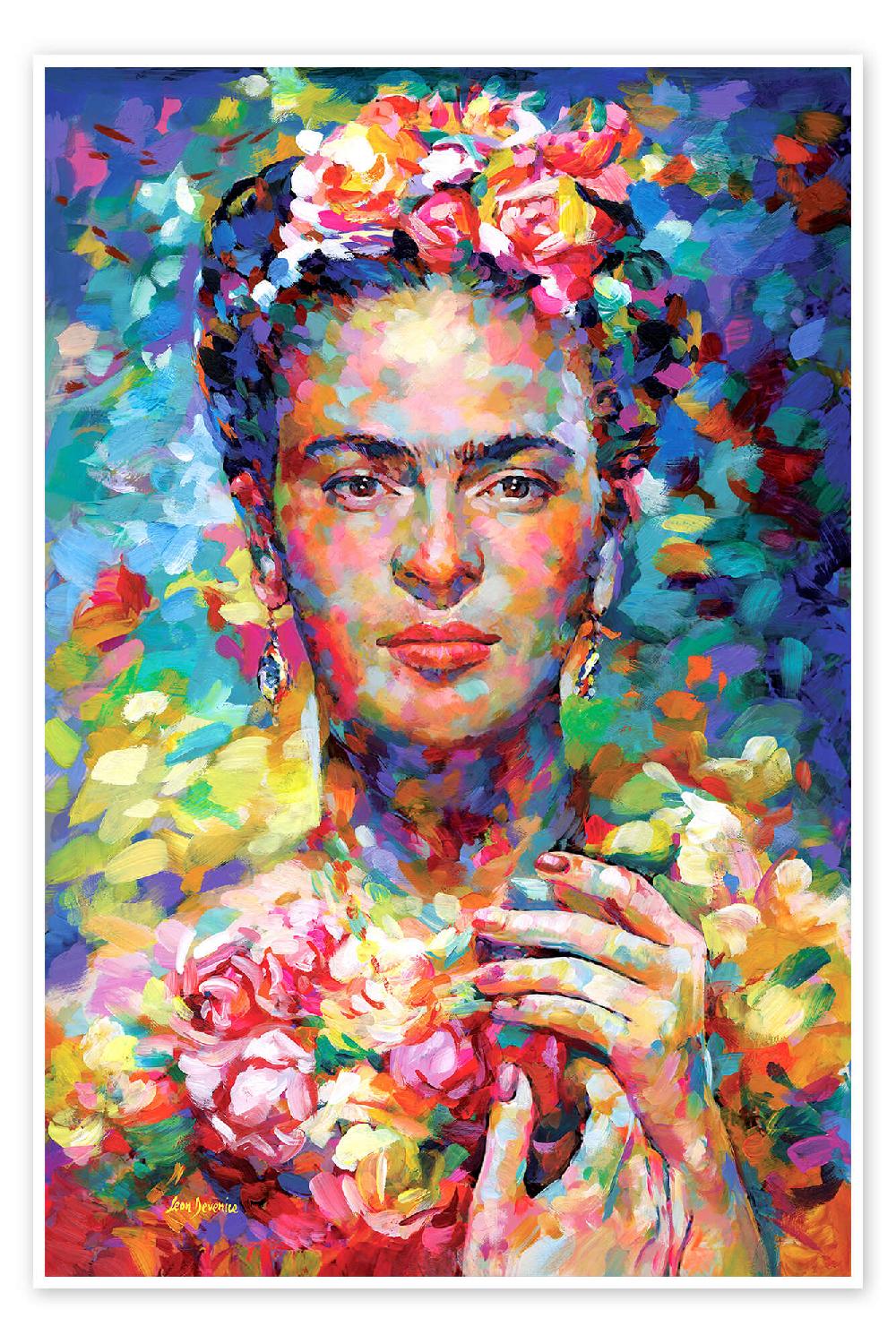posterlounge Poster Colourful Frida Kahlo