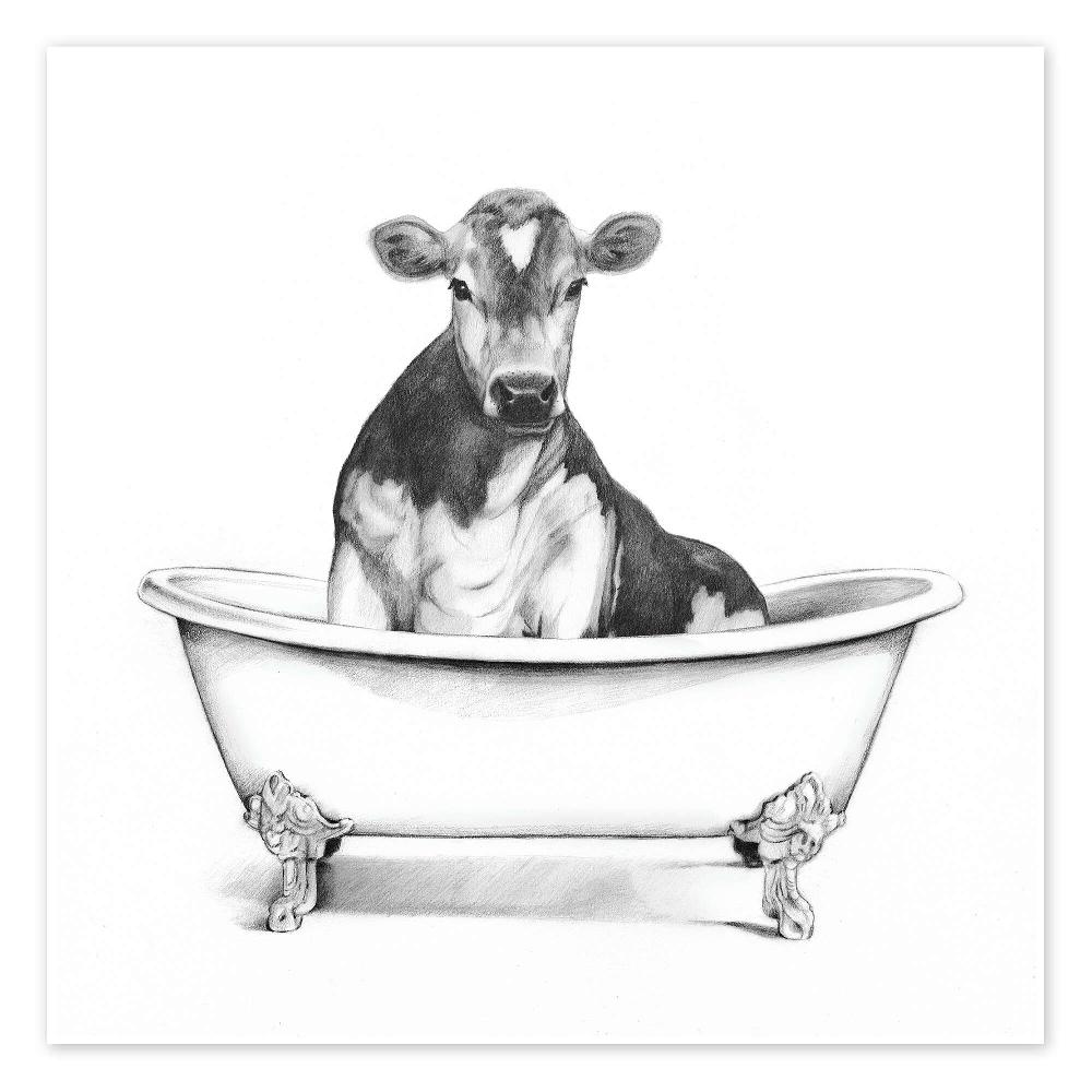 posterlounge Poster Cow in the Tub