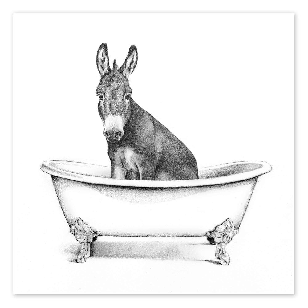 posterlounge Poster Donkey in the tub