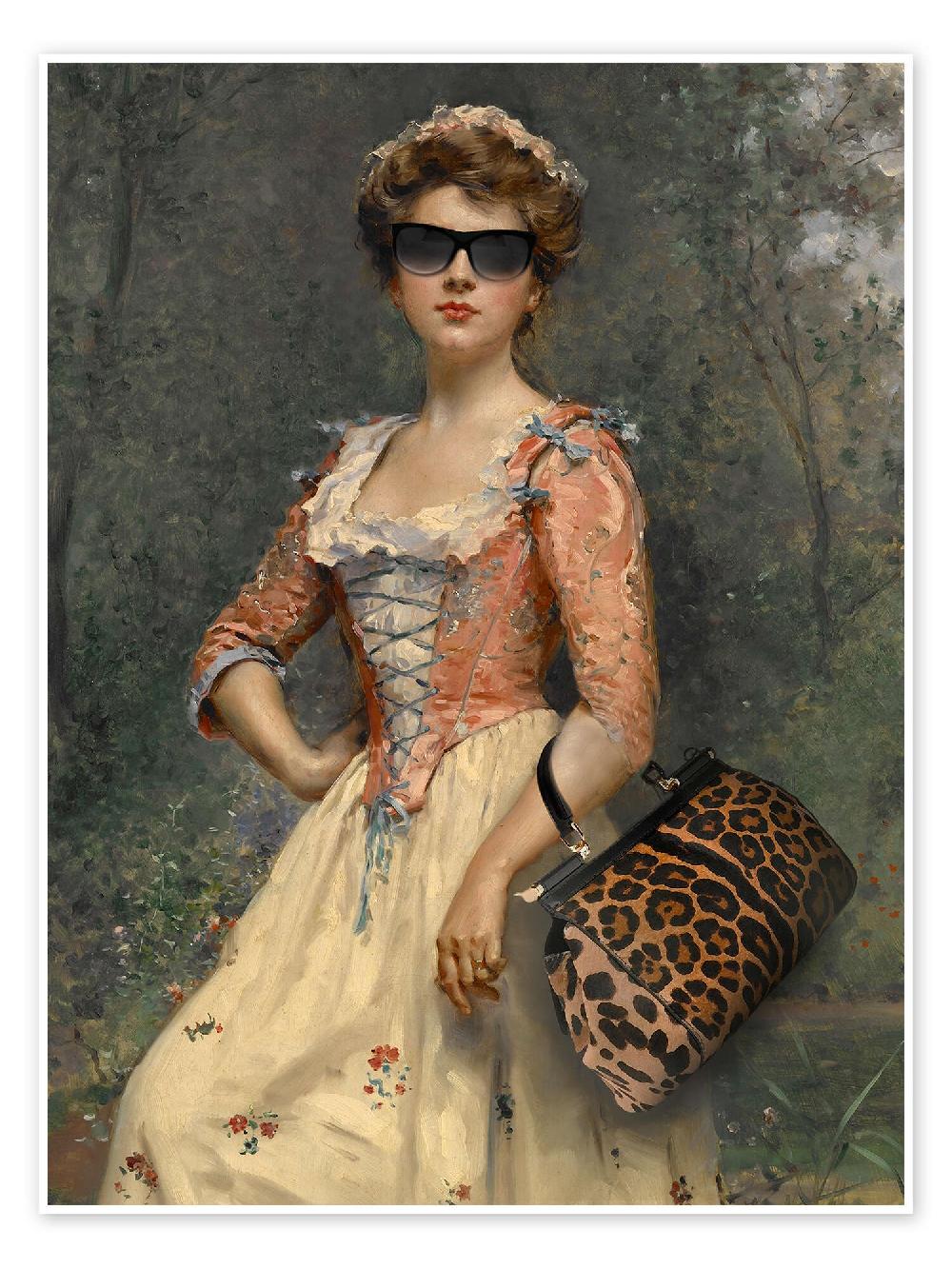 posterlounge Poster Fashionable vintage girl