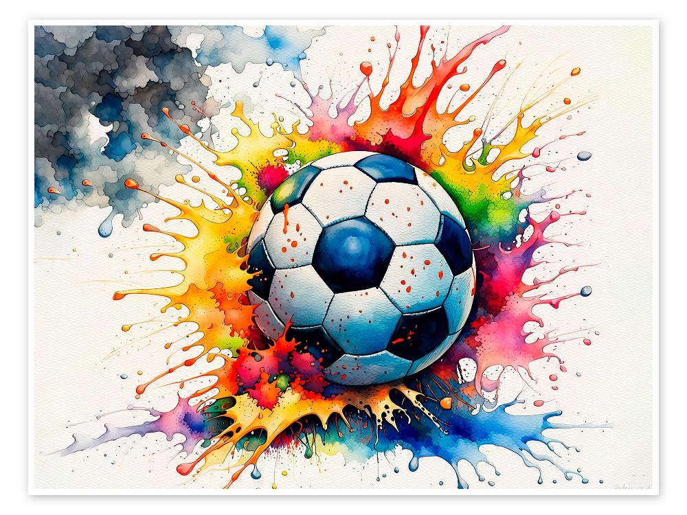 posterlounge Poster Football in Watercolour