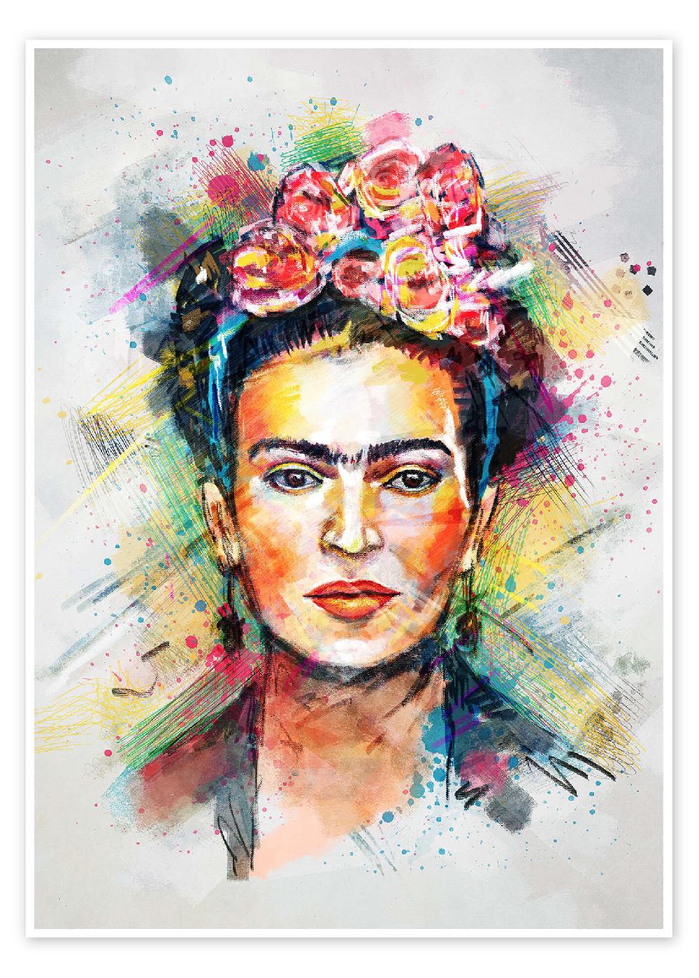 posterlounge Poster Frida Kahlo Flower Pop