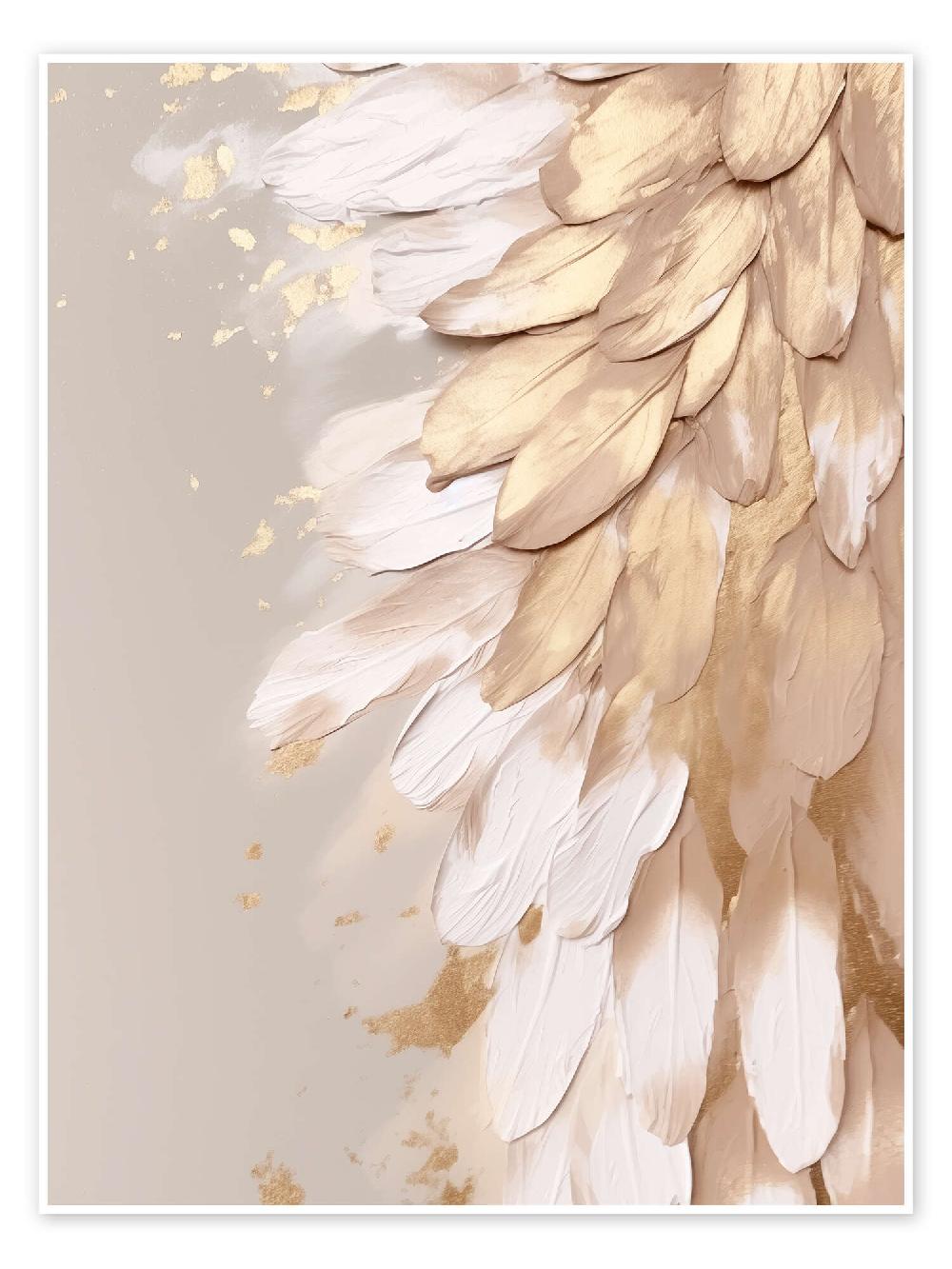 posterlounge Poster Halo Feathers in Gold II