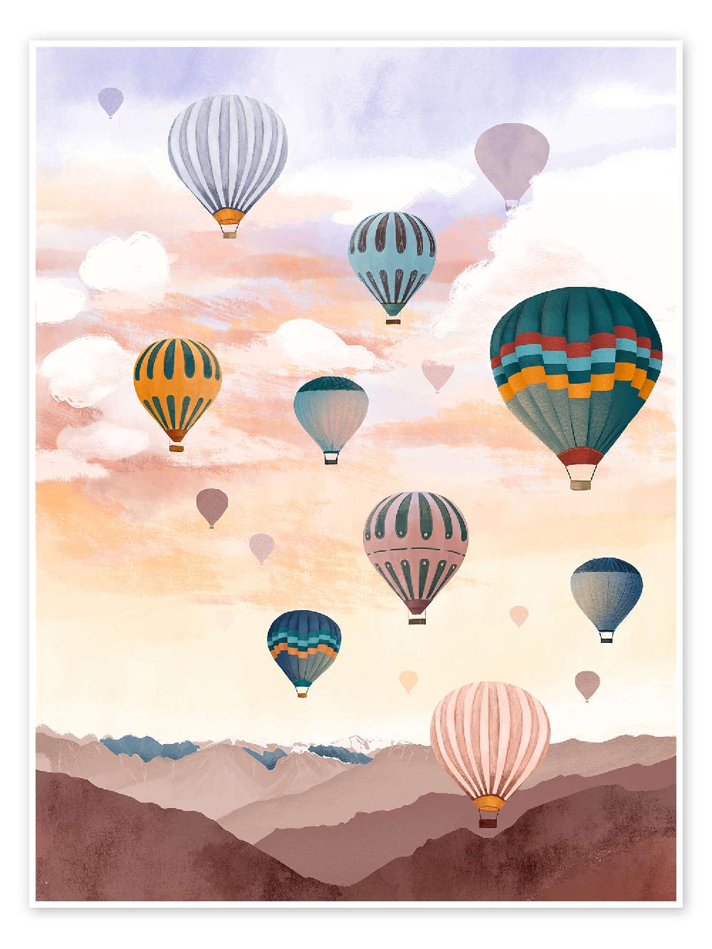 posterlounge Poster Hot air balloons in the sky