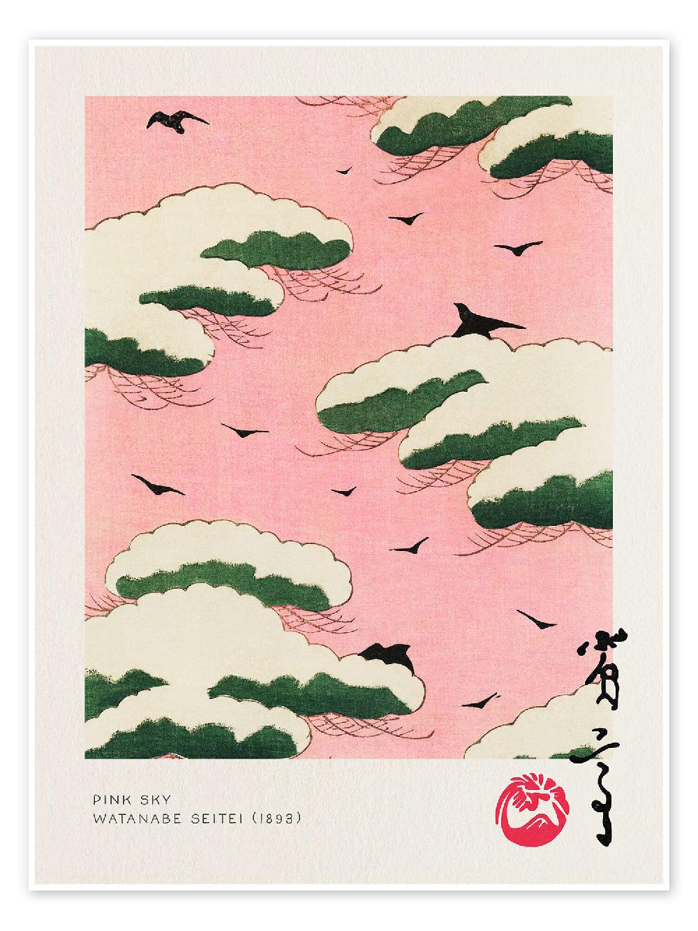 posterlounge Poster Japandi - Pink Sky