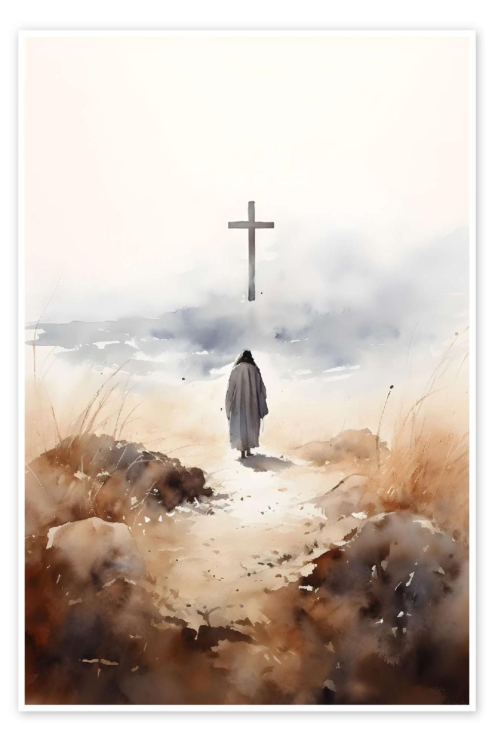 posterlounge Poster Jesus and The Cross