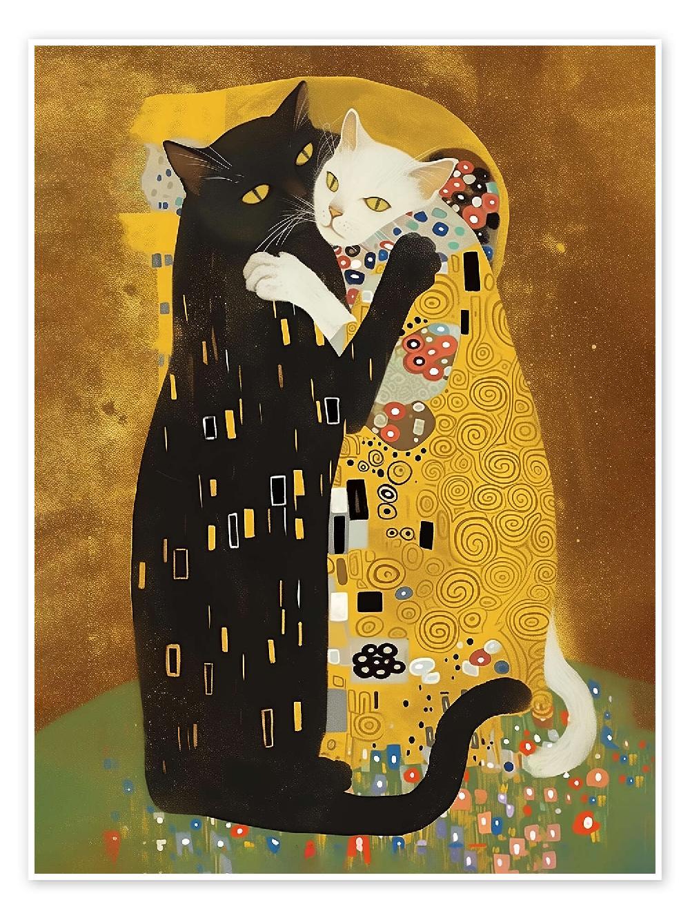 posterlounge Poster Kitty Klimt Kiss