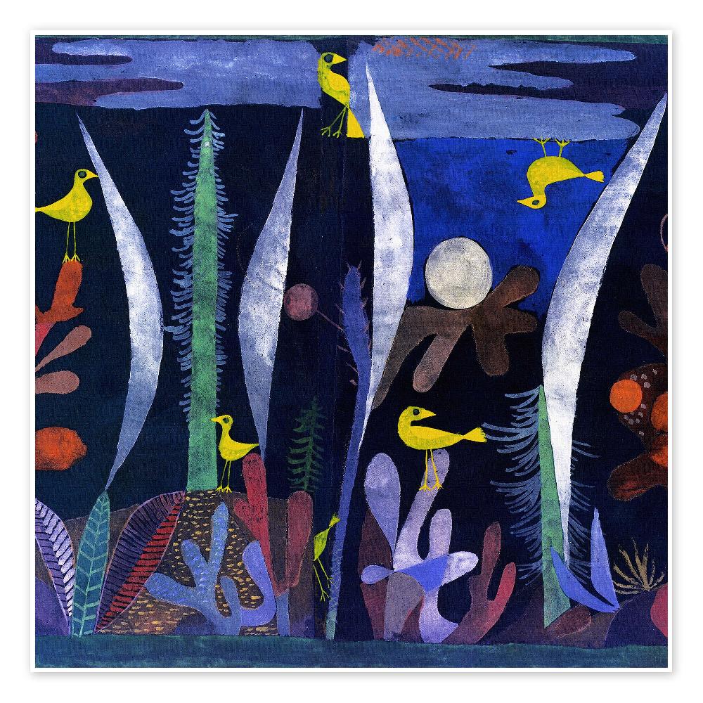 posterlounge Poster Landschap met gele vogels