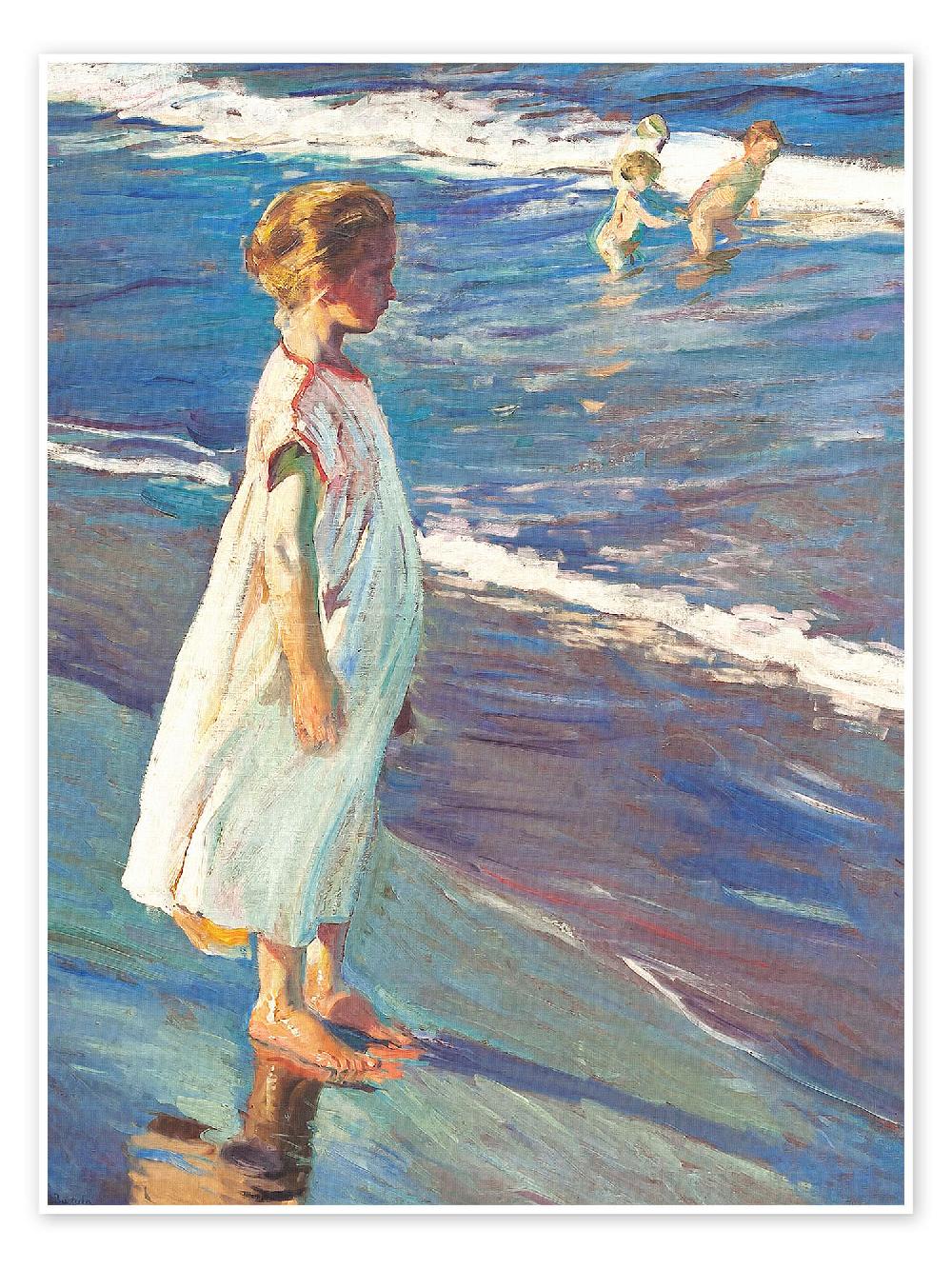 posterlounge Poster Meisje op het strand