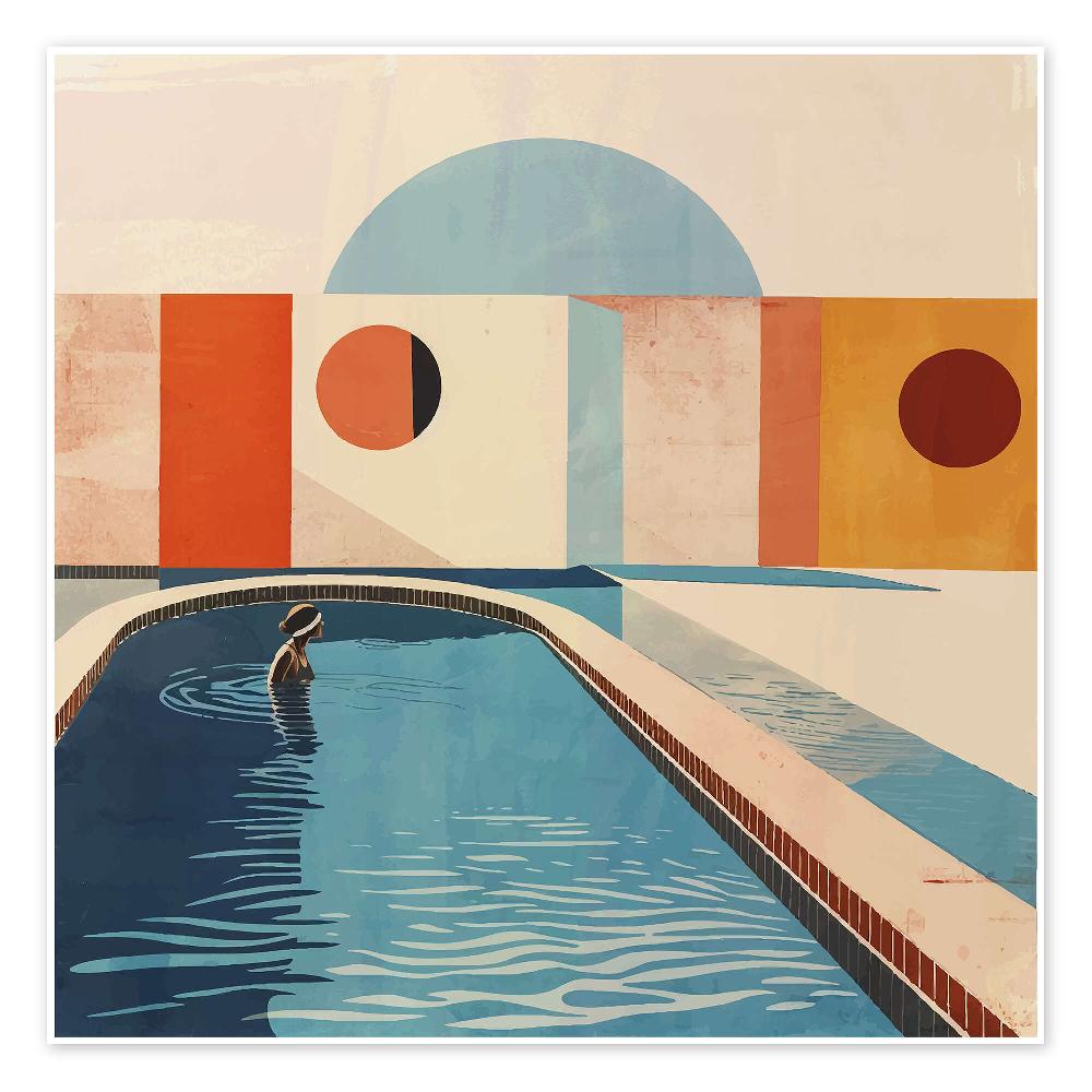 posterlounge Poster Mid Century Swimming Pool