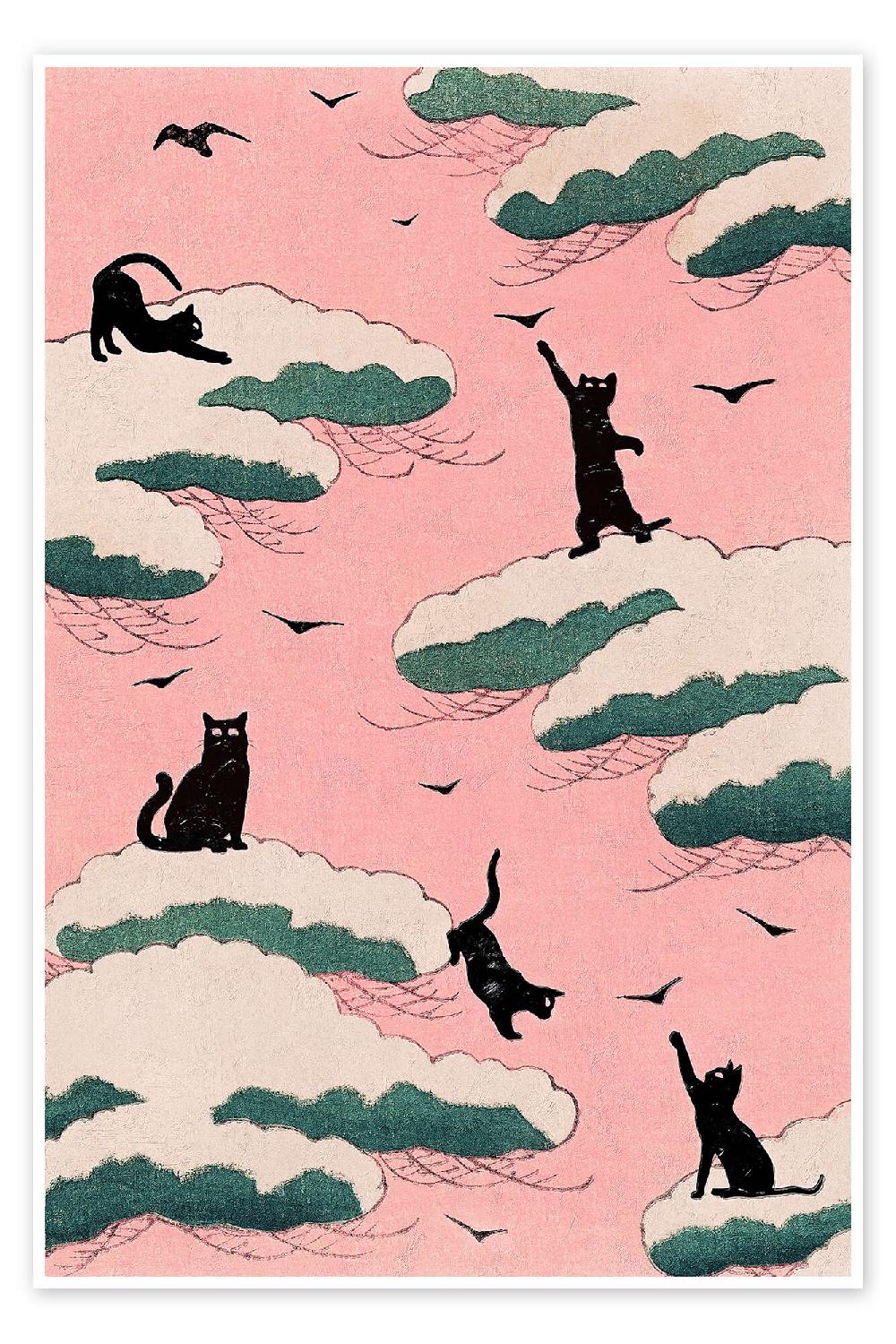 posterlounge Poster Pink Sky Cats