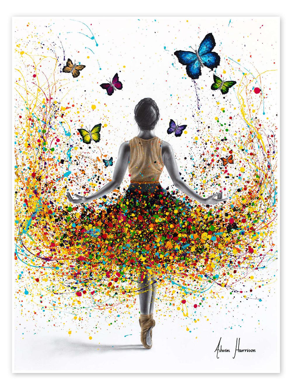 posterlounge Poster Rainbow Butterfly Ballerina