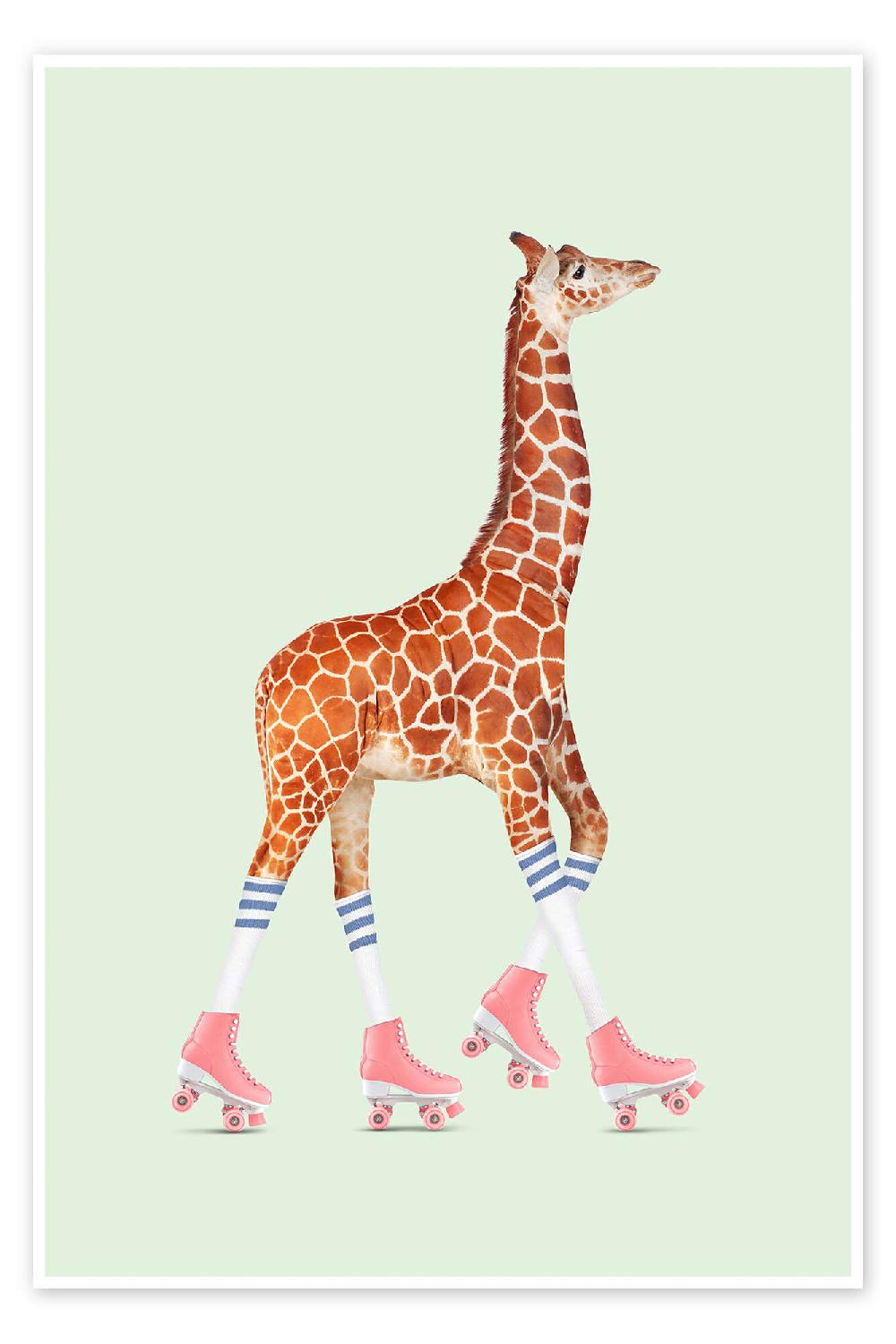 posterlounge Poster ROLLERSKATE GIRAFFE
