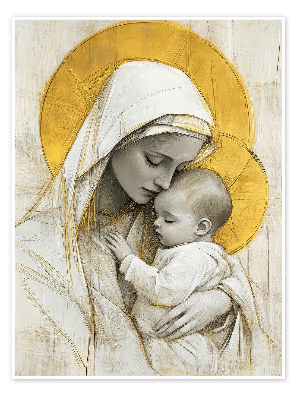 posterlounge Poster Saint Mary and baby Jesus