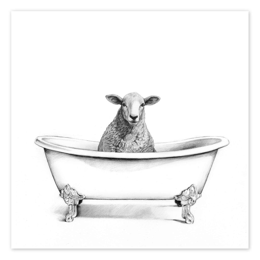 posterlounge Poster Sheep in the tub