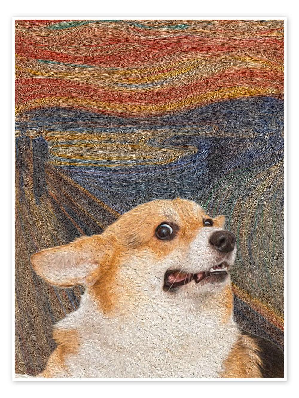 posterlounge Poster The Scream - Corgi