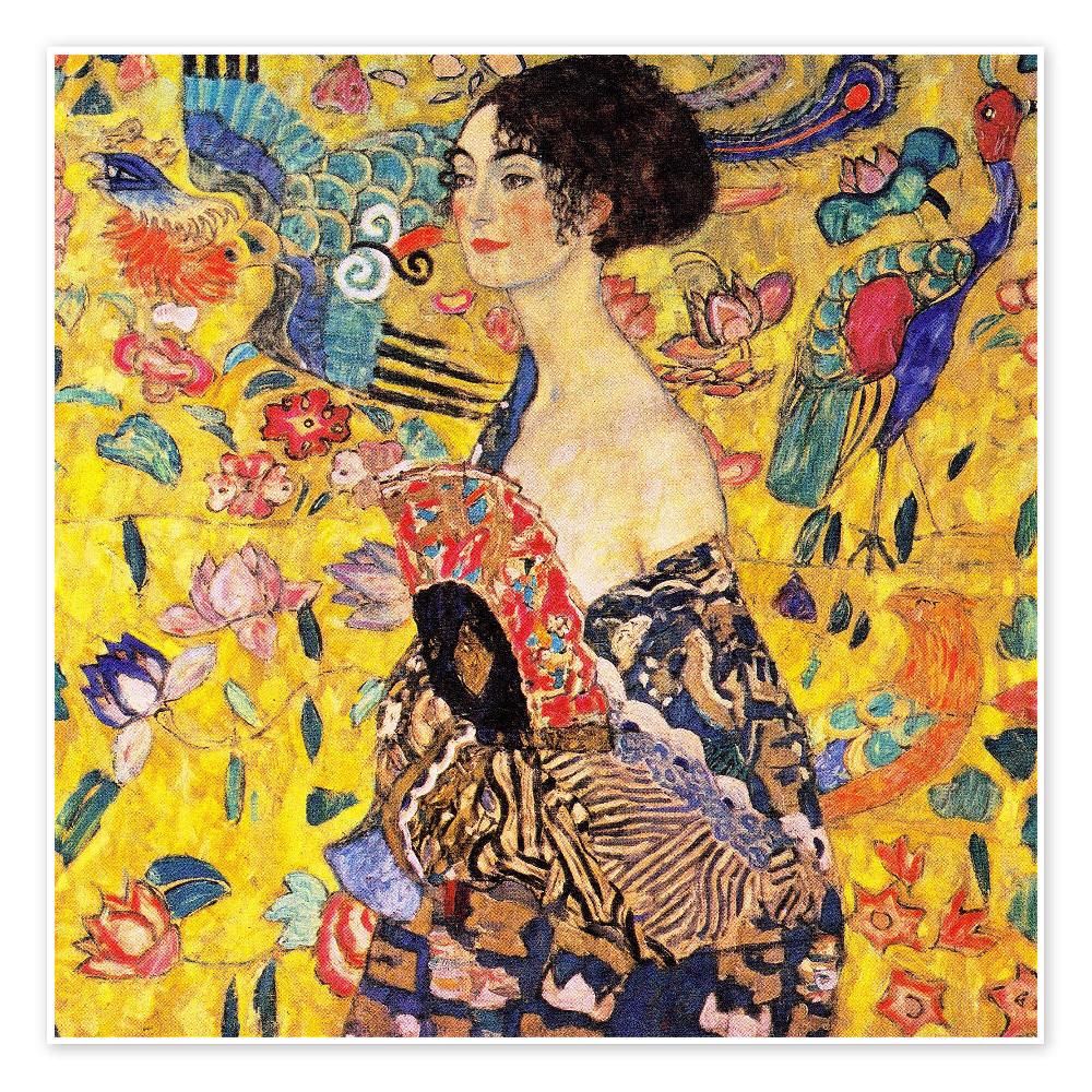 posterlounge Poster Vrouw met waaier