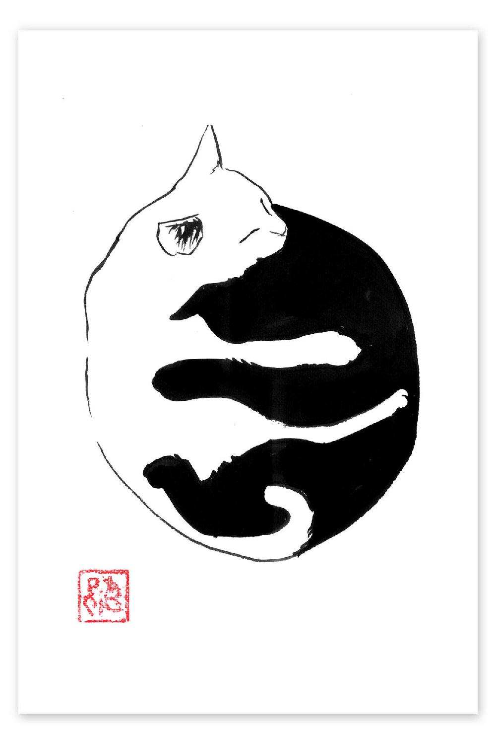 posterlounge Poster Yin Yang Cats