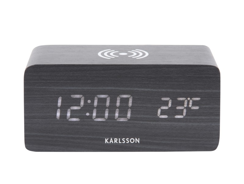 Present Time Alarm Clock Block W. Phone Charger LED - KA5933BK Black