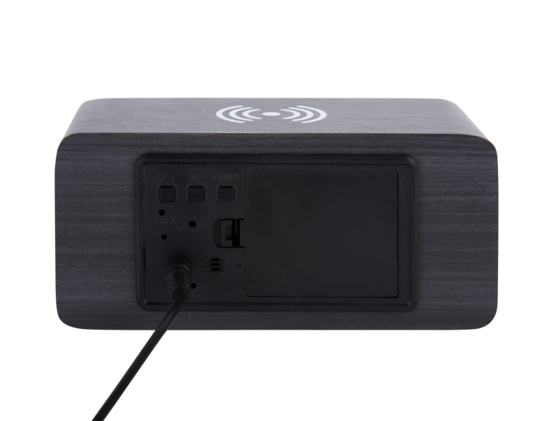 Present Time Alarm Clock Block W. Phone Charger LED - KA5933BK Black