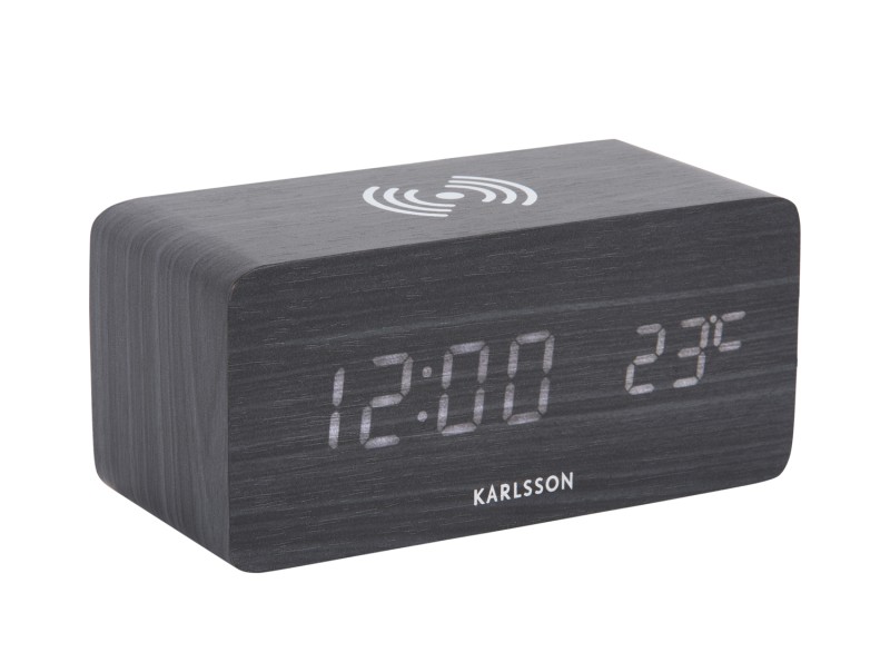 present time Alarm Clock Block w. Phone Charger LED - KA5933BK Black