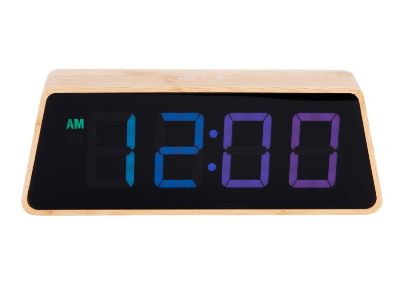 Present Time Alarm Clock Changing Colour LED - KA5931 Bamboo
