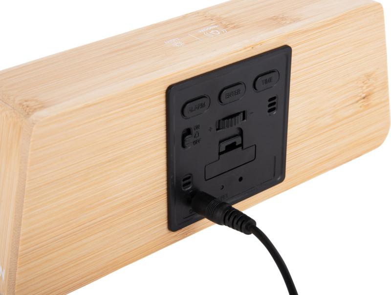 Present Time Alarm Clock Changing Colour LED - KA5931 Bamboo