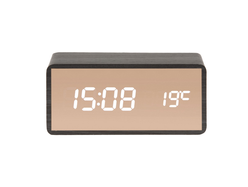 Present Time Alarm Clock Copper Mirror LED - KA5878BK Black