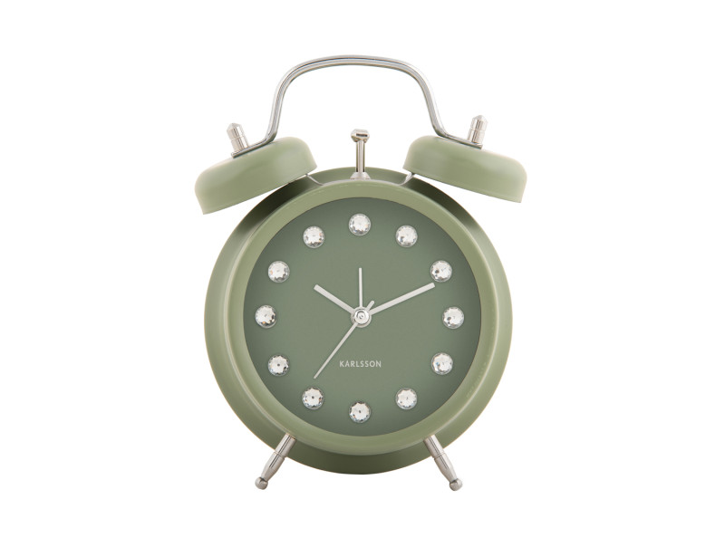 Present Time Alarm Clock Glam Diamonds - KA6018GR Jungle Green