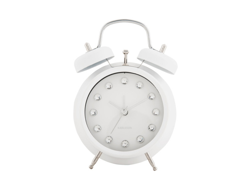 present time Alarm Clock Glam Diamonds - KA6018WH White