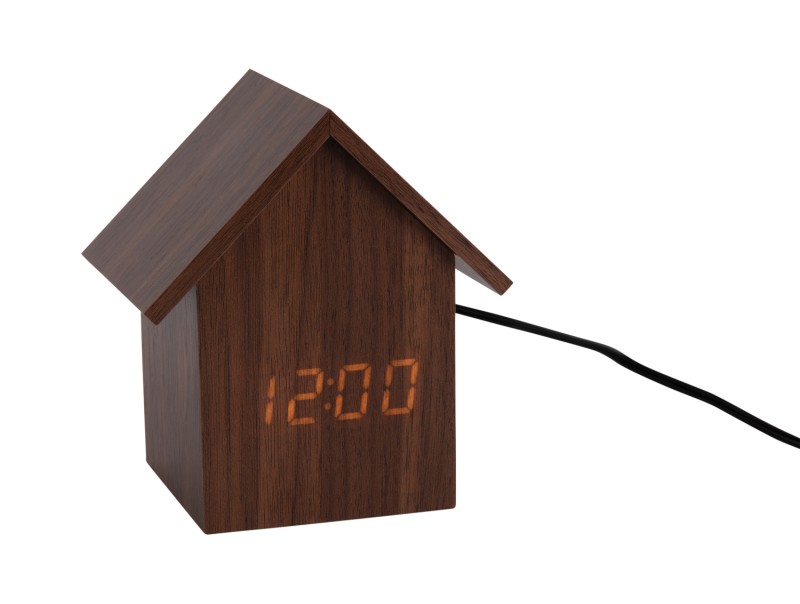 present time Alarm Clock House LED - KA5932DW Dark wood