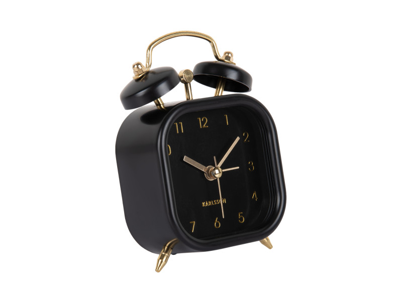 Present Time Alarm Clock Metallic Glam Square - KA5921BK Black