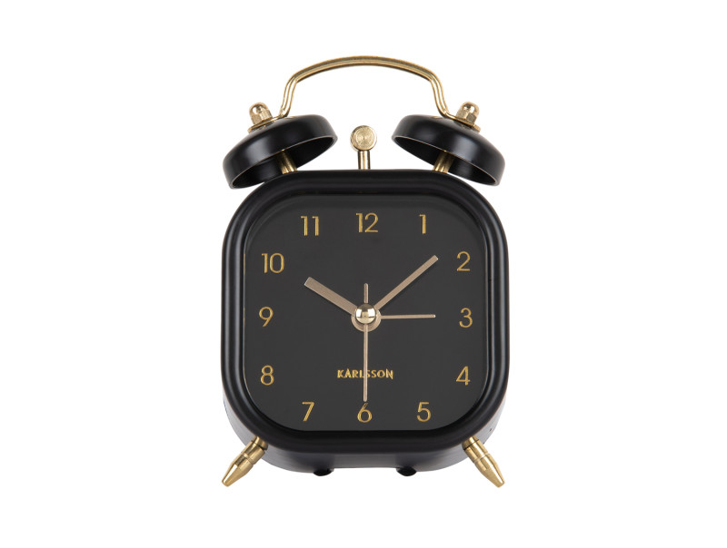 Present Time Alarm Clock Metallic Glam Square - KA5921BK Black